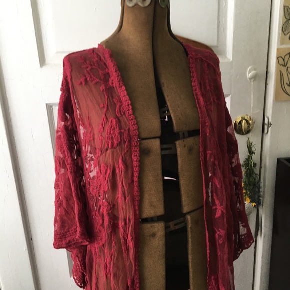 🌼Blue Rain Lacey Maroon robe - Picture 4 of 11